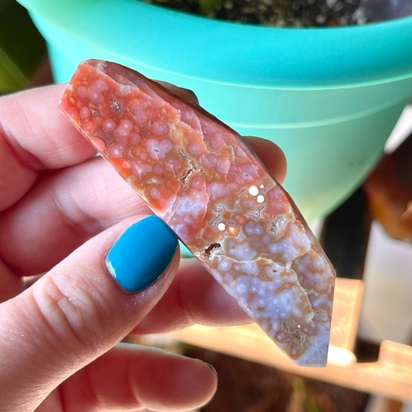 🌊Polished Druzy Pink Orbicular Ocean Jasper Crystal Slab🌊 - Picture 1 of 3